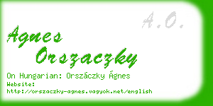 agnes orszaczky business card