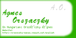 agnes orszaczky business card